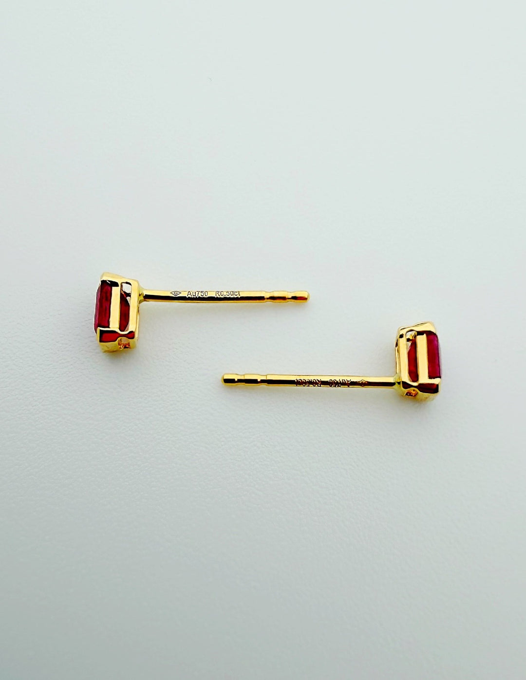 18K Solid Gold Ruby Stud Earrings 0.5ct Natural Minimalist Gift Her4