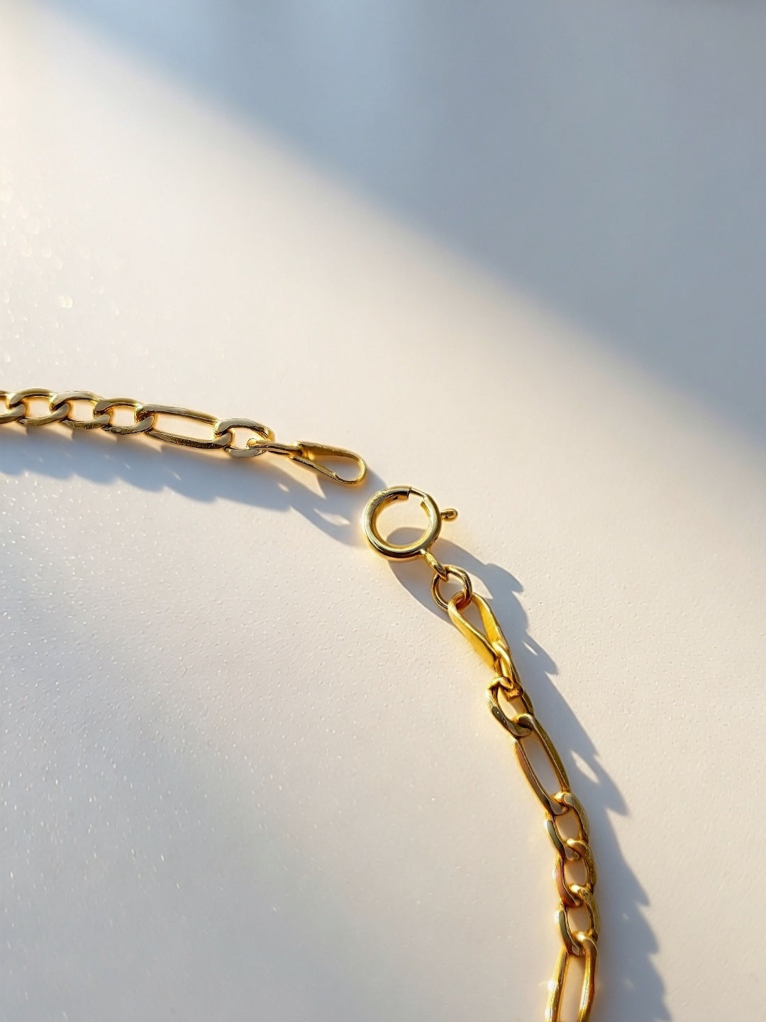 18K Real Gold Figaro Chain Bracelet Size 7.53
