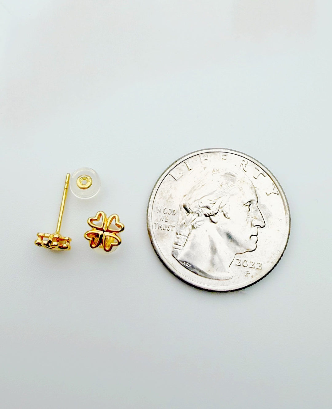 18K Solid Gold Clover Stud Earrings | 5.4mm | Minimalist Earrings5