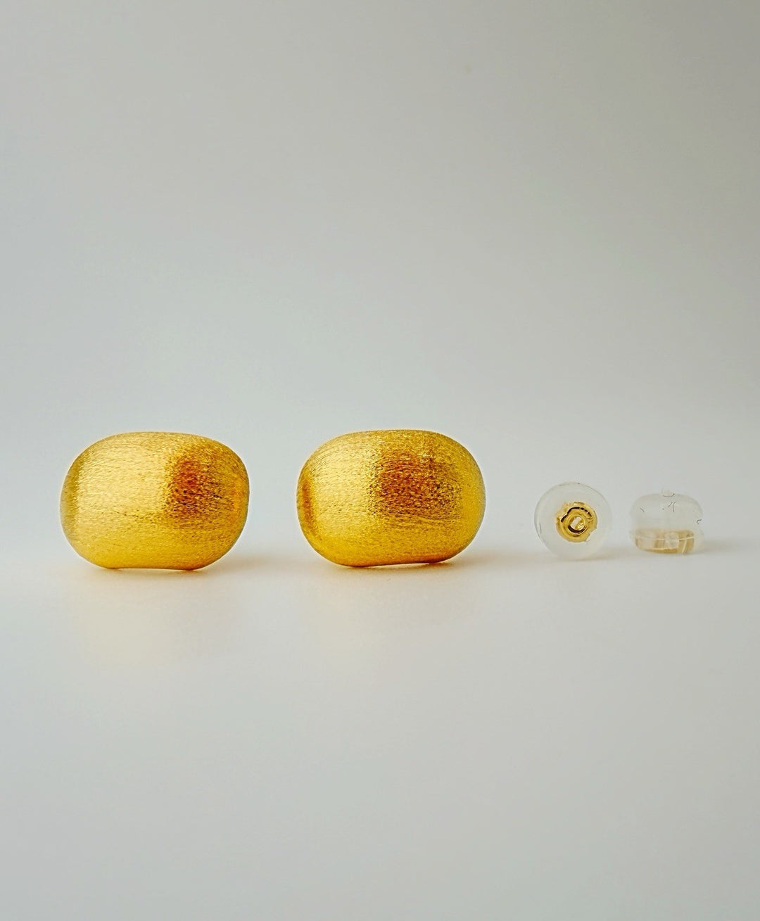 18K Real Gold Cushion Earrings  Lightweight Statement Studs5