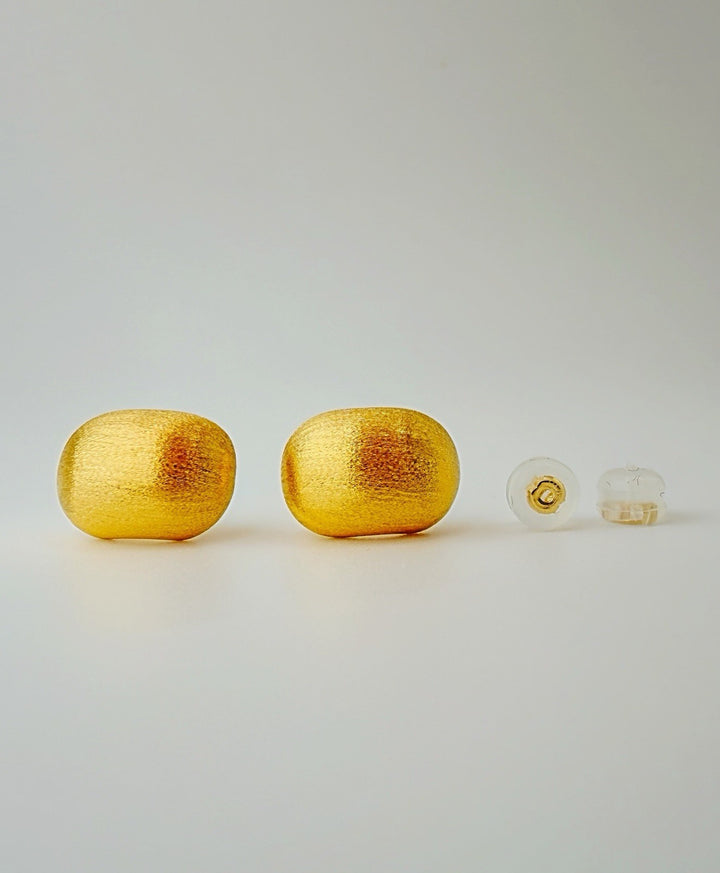 18K Real Gold Cushion Earrings  Lightweight Statement Studs5