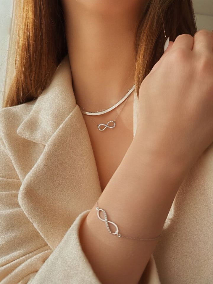 18K Solid Gold Infinity Diamond Necklace 0.20CT VS Dainty Fine Jewelry Gift5