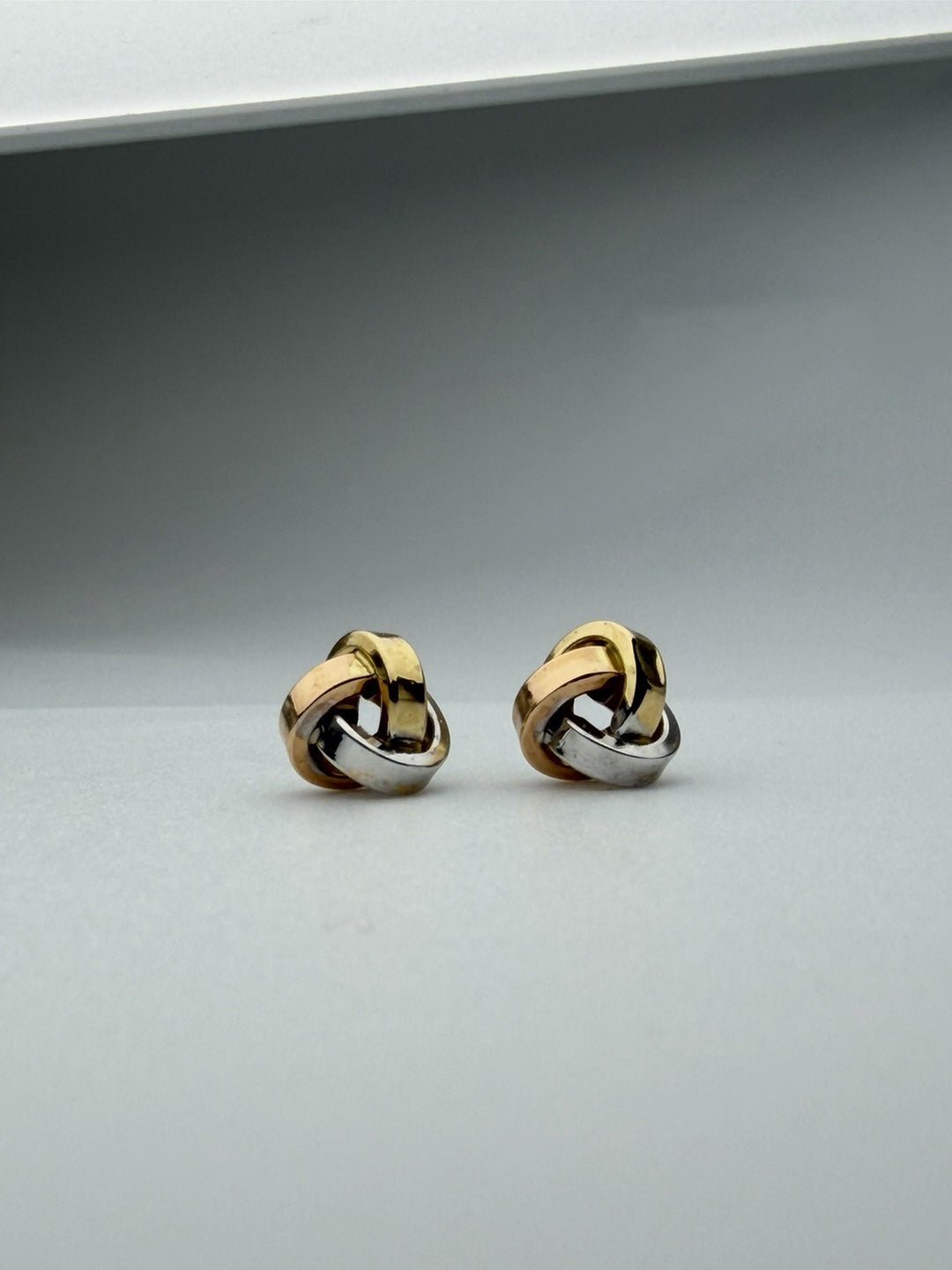 18K Real Gold Knot Stud Earrings | Tri-Color | Japan Gold | Fine JEWELRY1