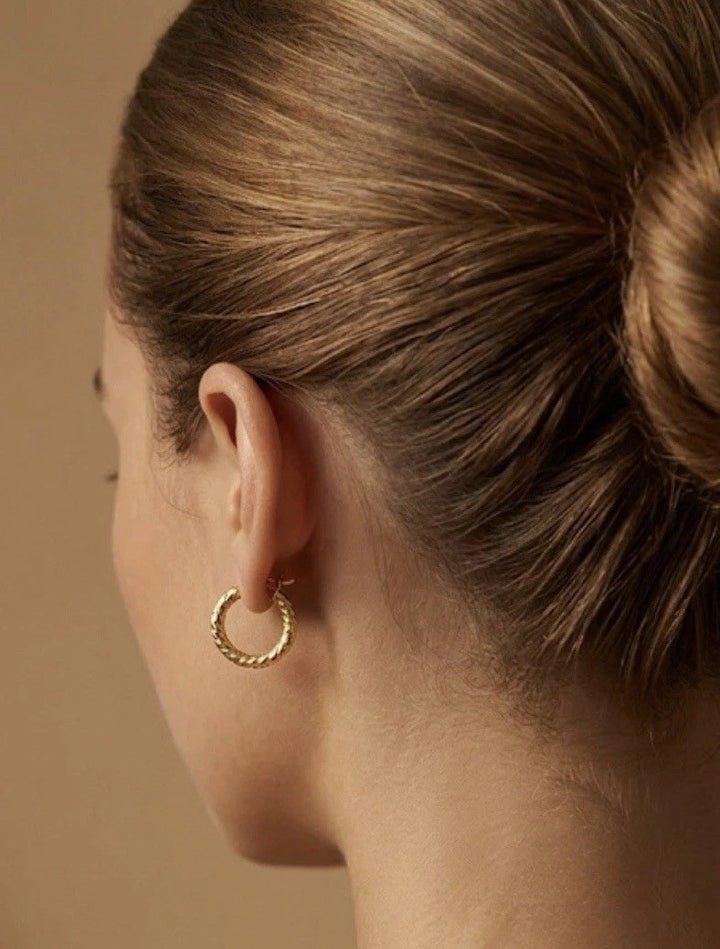 18K Real Gold Hoop Earrings Women approx. 20mm Twisted Hoops Everyday Chic2
