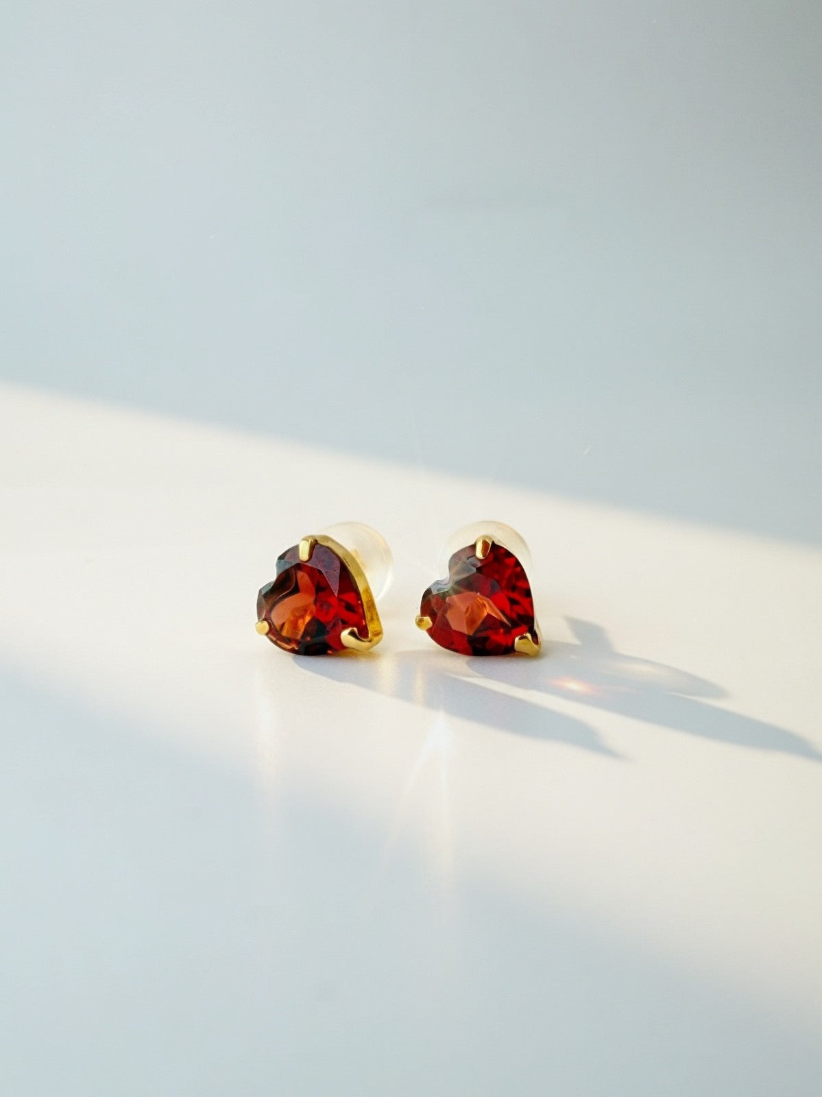18K S18K Solid Gold Garnet Heart Earrings 1.6ct Natural Garnet January Gift0