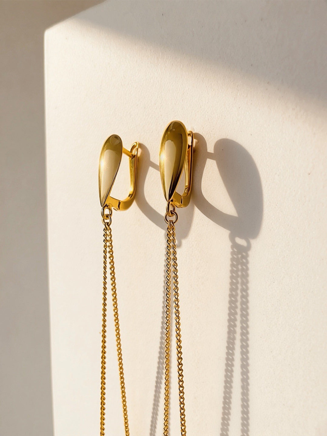 18K Real Gold Drop Earrings Teardrop Dangle 2.75 Real Gold Minimalist4