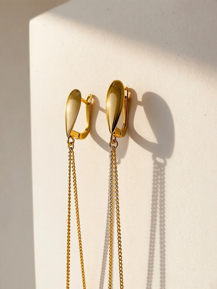 18K Real Gold Drop Earrings Teardrop Dangle 2.75 Real Gold Minimalist4