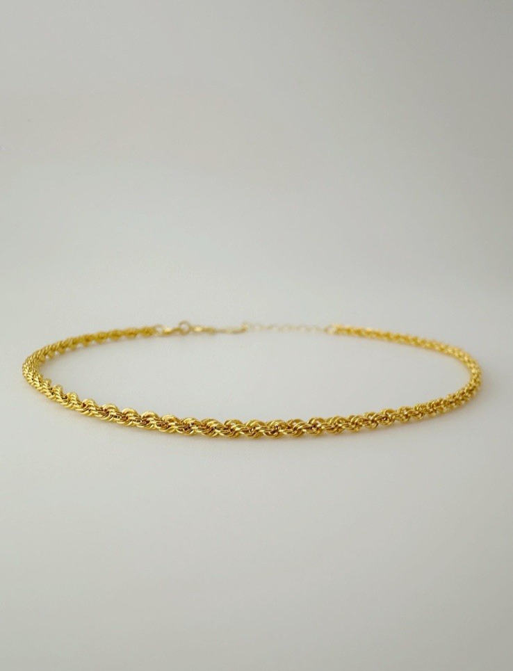 18K Solid Gold ROPE Bracelet Size 6.3 - 7inches . Dainty Bracelet Fine Jewelry0