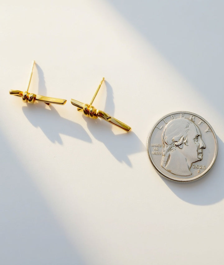 18K Solid Gold Knot Earrings Statement Earrings 23mm2