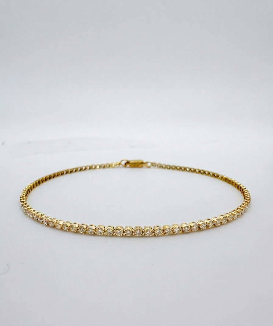 18K Solid Gold Natural Diamond Tennis Bracelet 1.2 Carat  Fine Jewelry0