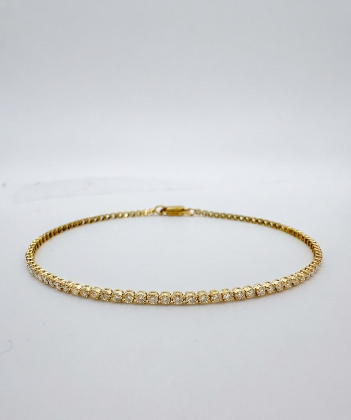 18K Solid Gold Natural Diamond Tennis Bracelet 1.2 Carat  Fine Jewelry0