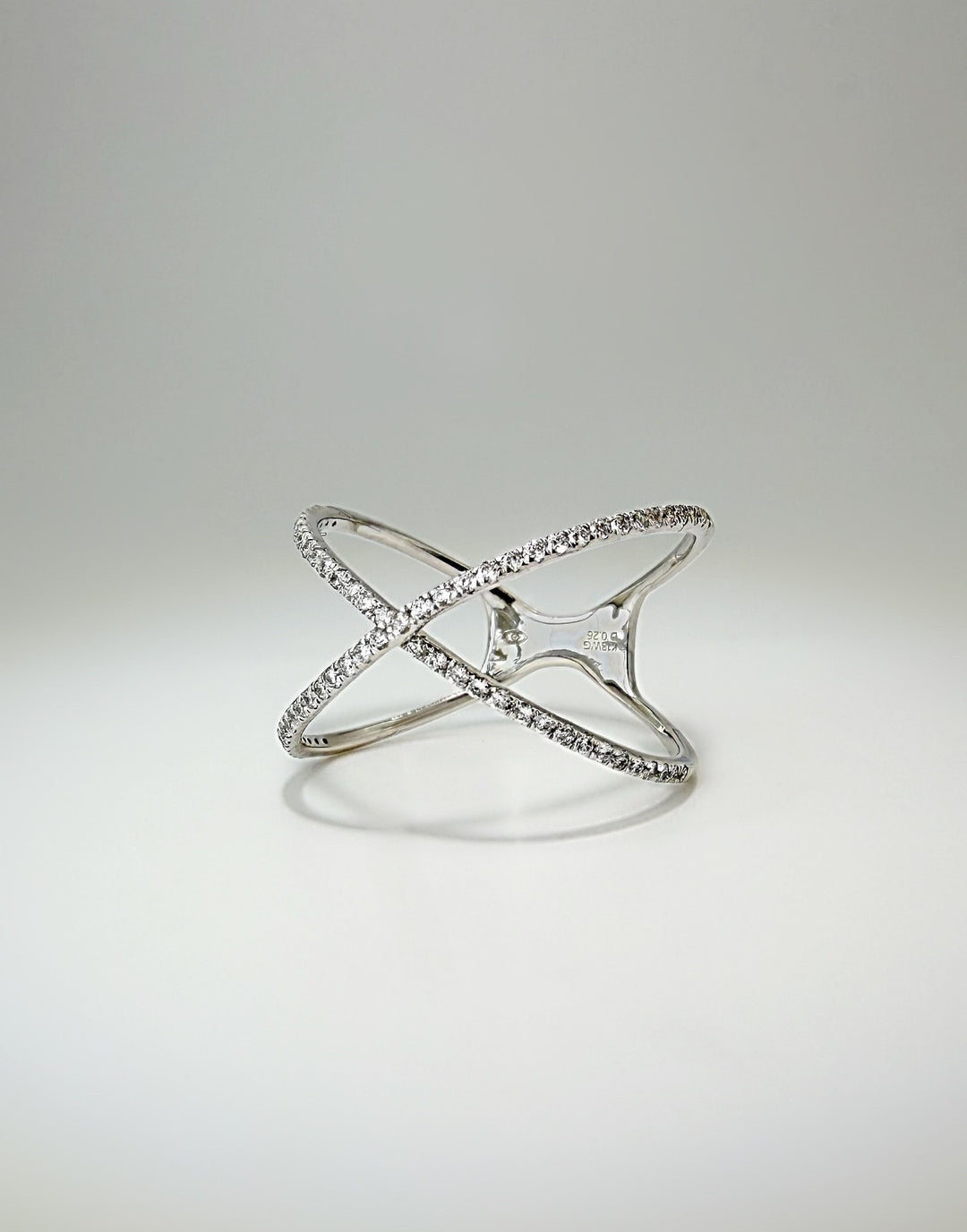 18K Solid Gold Diamond Ring Infinity Wrap Crisscross Bangle Minimalist Ring0