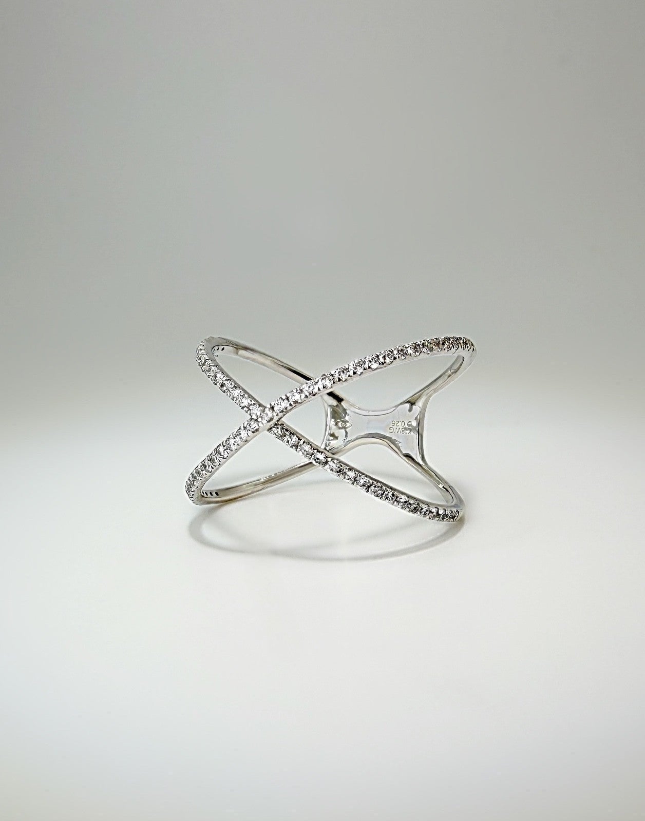 18K Solid Gold Diamond Ring Infinity Wrap Crisscross Bangle Minimalist Ring0