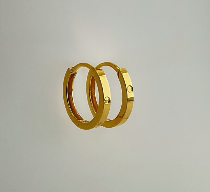 18K Solid Gold Hoop Earrings Huggies Hoops 12mm Minimalist Everyday Gold Jewelry3