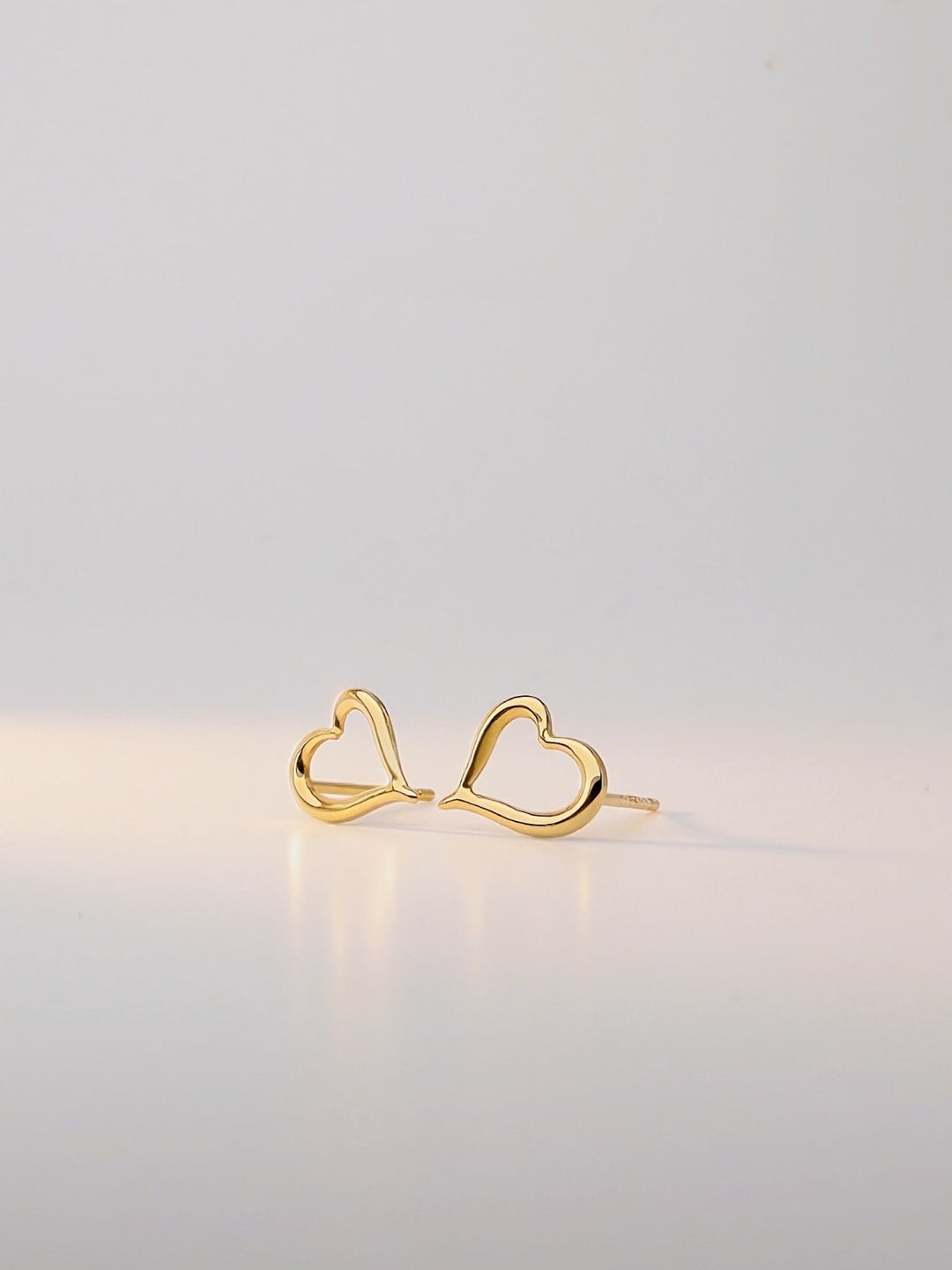18K Solid Gold  Micro Mini Heart Earrings Minimalist Design , Stackable Earrings2