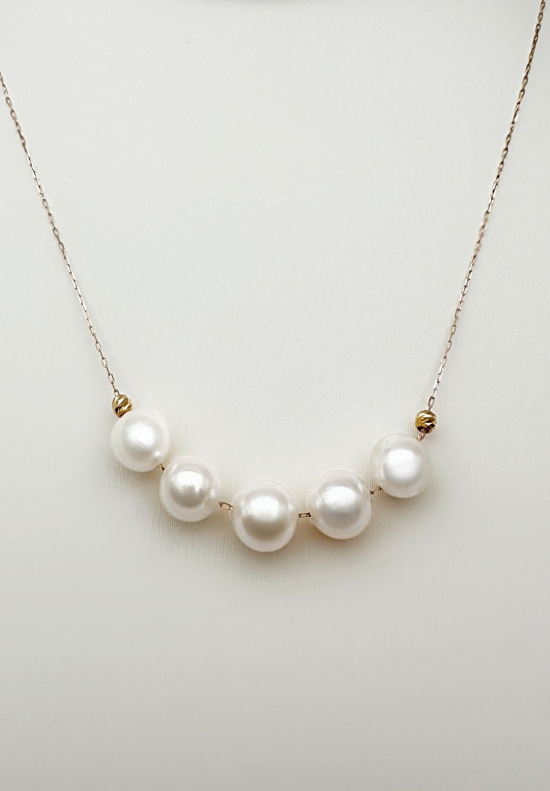 18K Solid Gold Akoya Pearl Necklace Dainty Adjustable Chain Real Gold Gift6