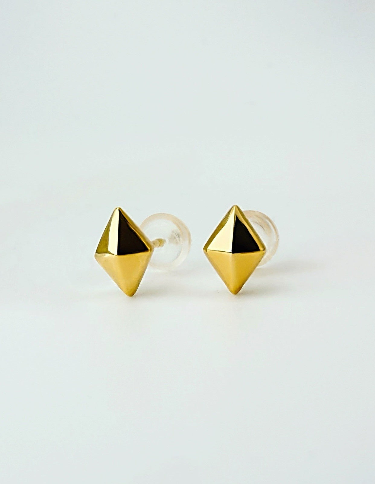18K Solid Gold  Mini Diamond Shaped Stud Earrings | Minimalist Everyday Jewelry0