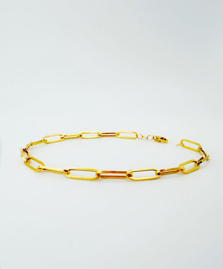 18K Solid Gold Paperclip Bracelet Size 7.5"3