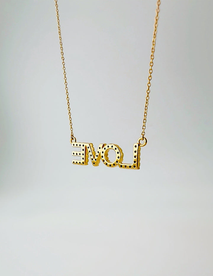 18K Solid Gold LOVE Pendant Diamond Necklace Women D-F VS-SI Minimalist Fine Jew4