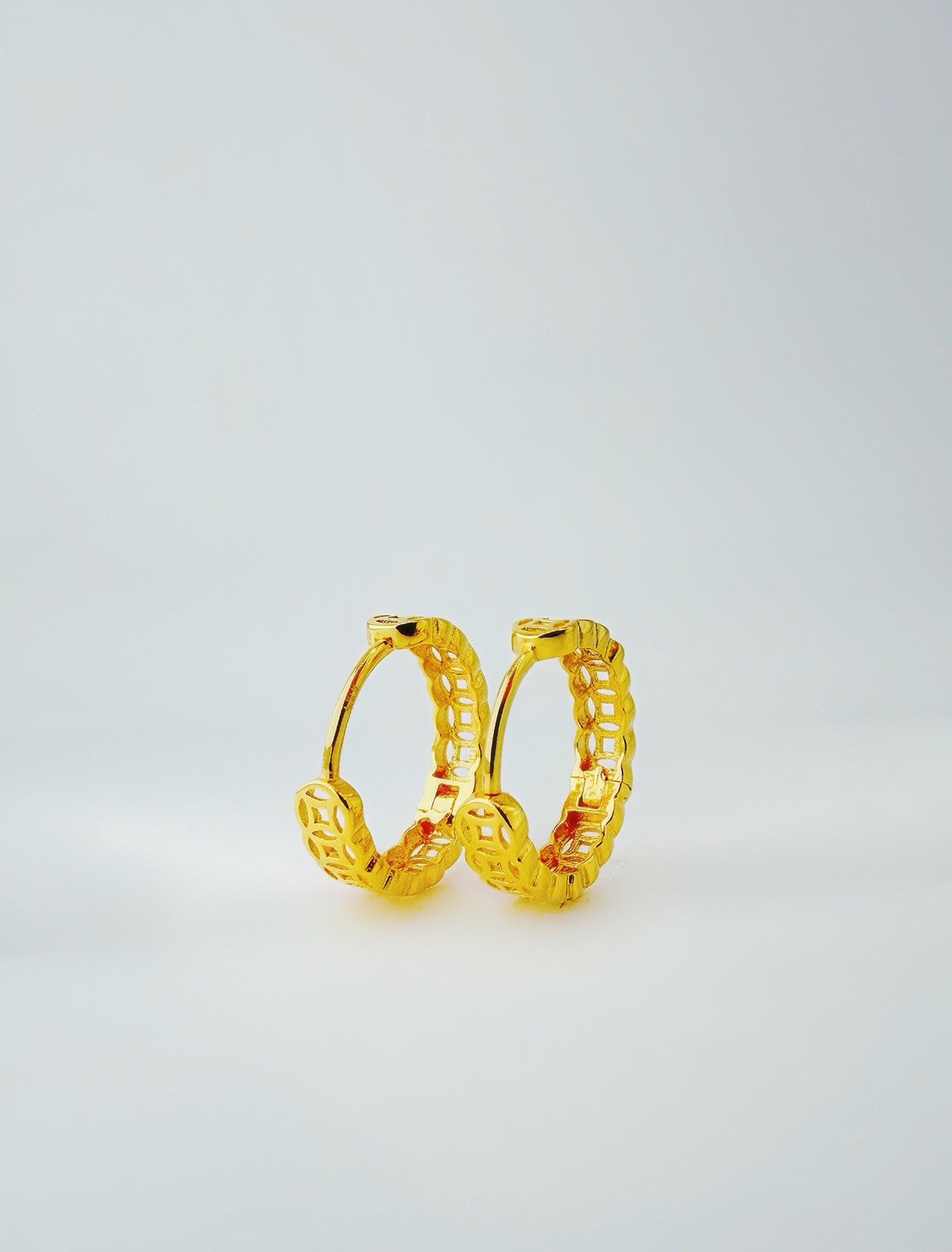 18K Solid Gold Huggies Money Catcher Hoop Mini Earrings 11mm For second pierce1