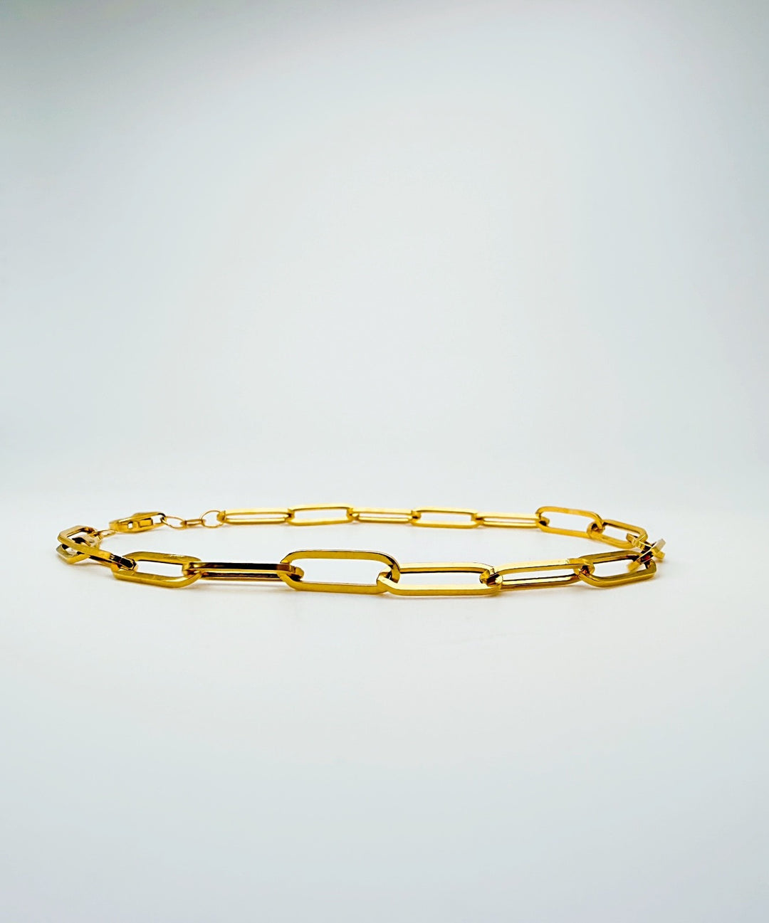 18K Solid Gold Paperclip Bracelet Size 7.5"9