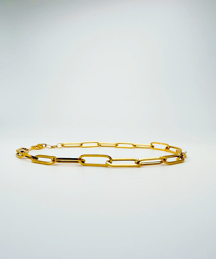 18K Solid Gold Paperclip Bracelet Size 7.5"9