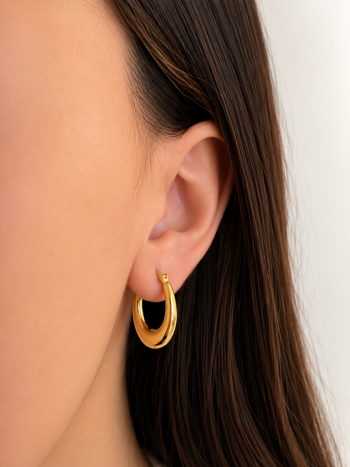 18K Solid Gold Hoop Earrings Hoops Minimalist Everyday Gold Jewelry1