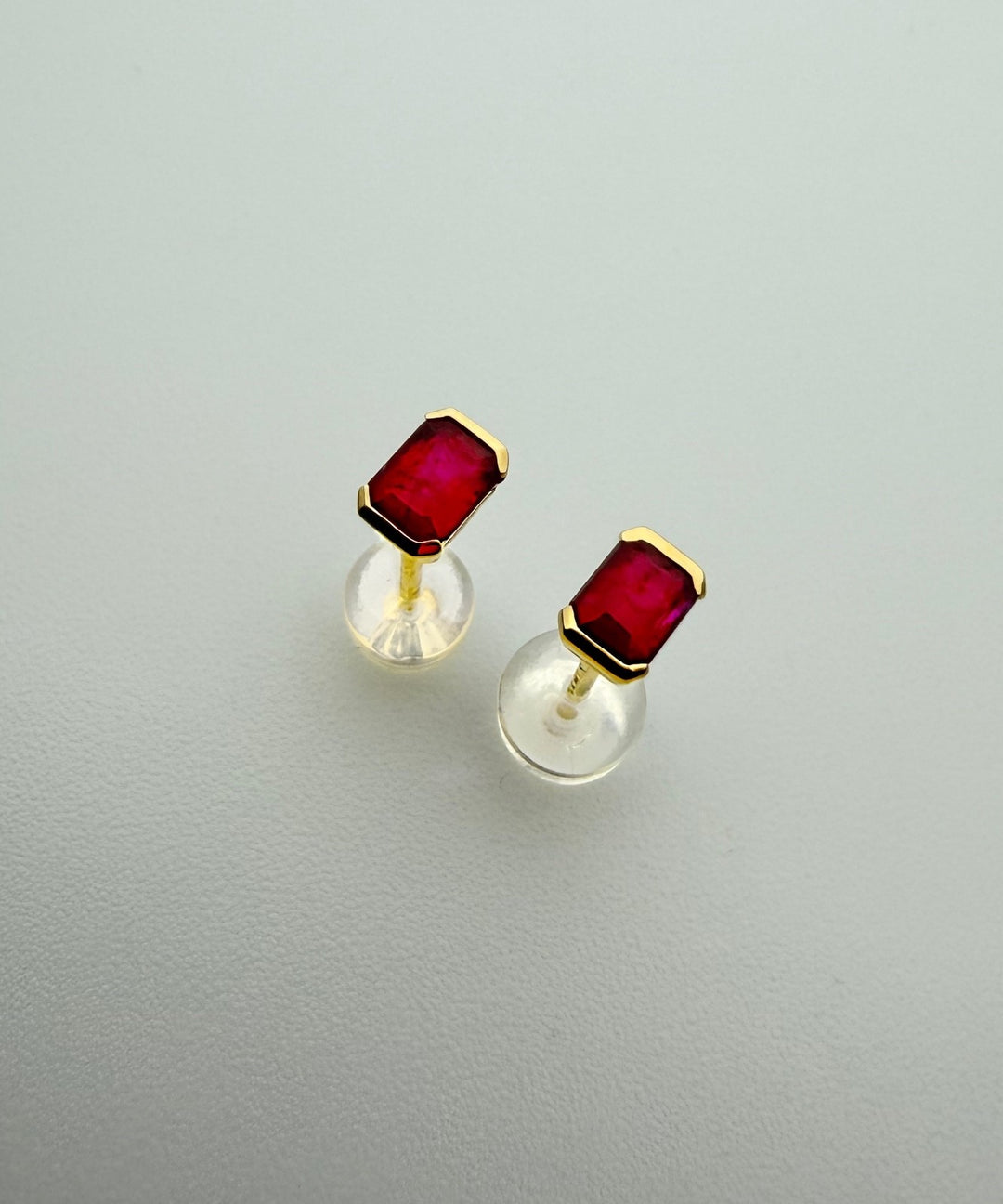 18K Solid Gold Ruby Stud Earrings 0.5ct Natural Minimalist Gift Her7