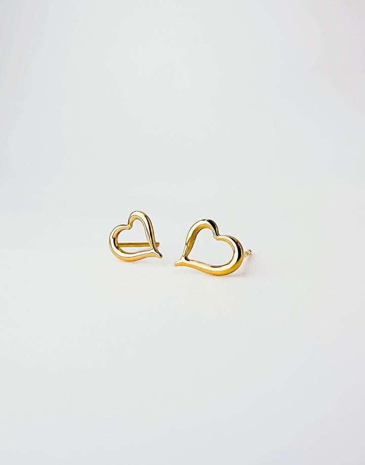 18K Solid Gold  Micro Mini Heart Earrings Minimalist Design , Stackable Earrings2