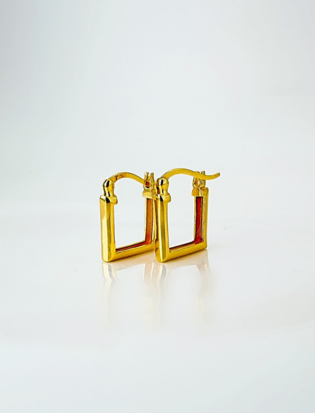 18K Solid Gold Huggies Square Hoop Earrings 12 mm Real Gold Small Hoops Everyday2