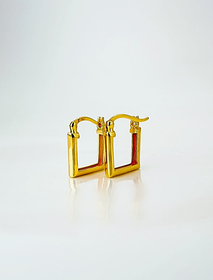 18K Solid Gold Huggies Square Hoop Earrings 12 mm Real Gold Small Hoops Everyday2