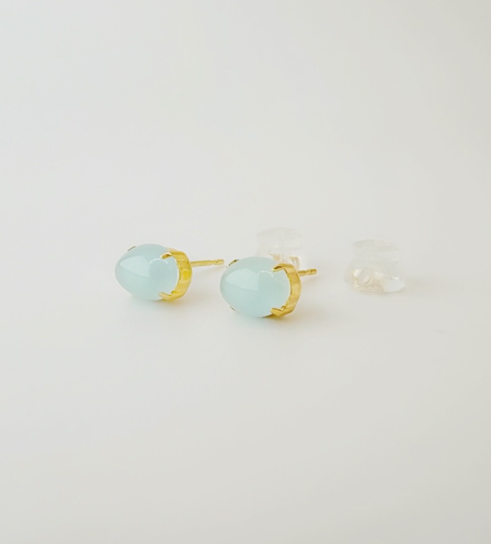 18K Solid Gold 0.9 Ct0 Natural Aquamarine Stud Earrings1