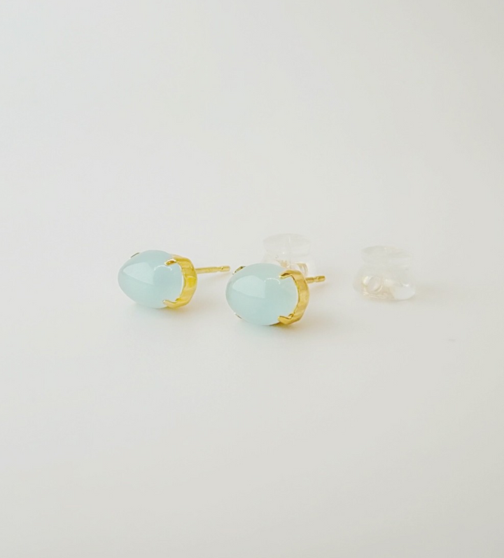 18K Solid Gold 0.9 Ct0 Natural Aquamarine Stud Earrings1
