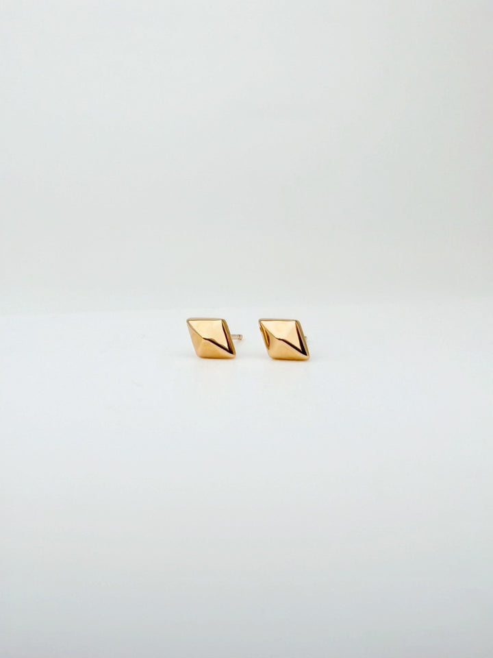 18K Real Gold  Mini Diamond Shaped Stud Earrings | Minimalist Everyday Jewelry4