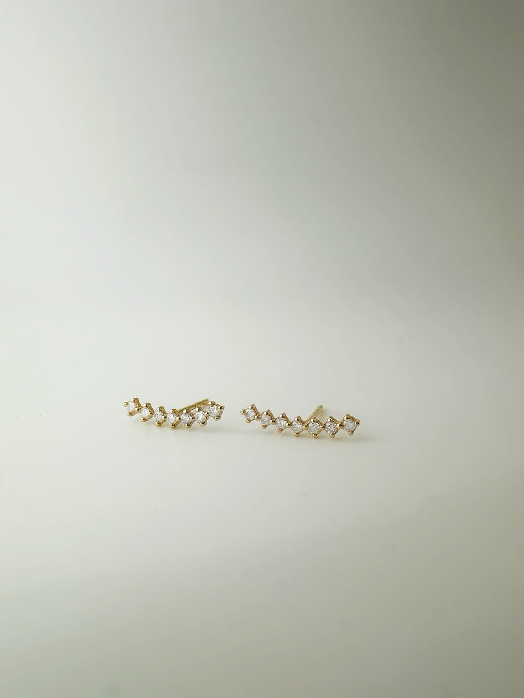 18K Solid Gold Diamond Climber Stud Earrings 0.20ct Dainty Gift1