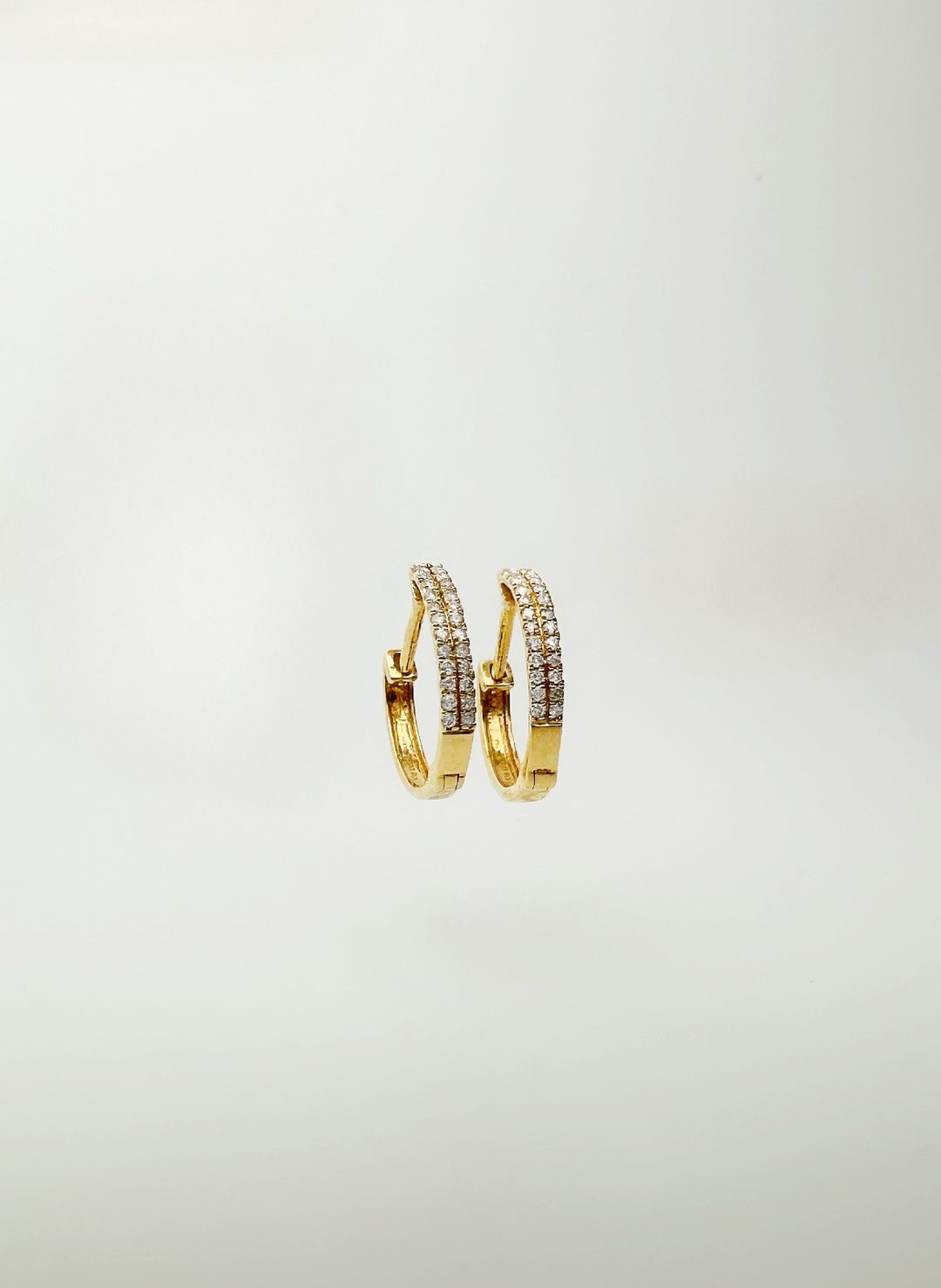 18K Solid Gold Diamond Hoop Earrings 13mm`  Huggies SI2 Natural Yellow Gold2