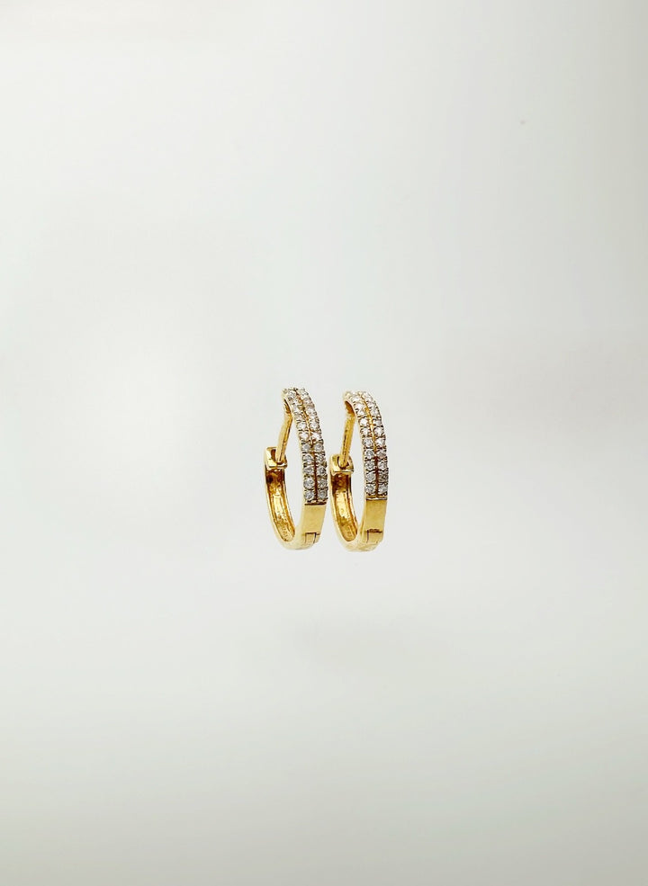 18K Solid Gold Diamond Hoop Earrings 13mm`  Huggies SI2 Natural Yellow Gold2