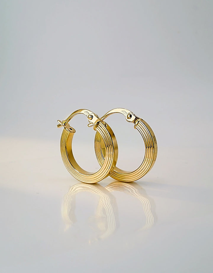 18K Solid Gold Hoop Earrings line Hoops 14mm Minimalist Everyday Gold Jewelry1