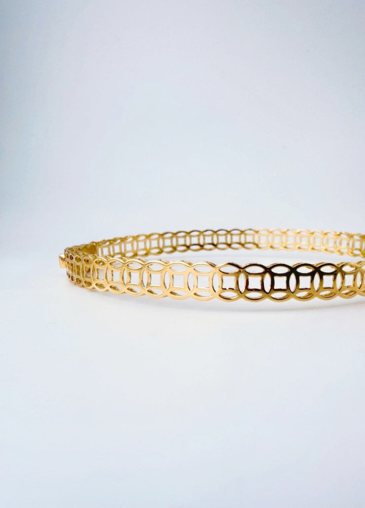 18K Solid Gold Money Catcher Bangle size 174
