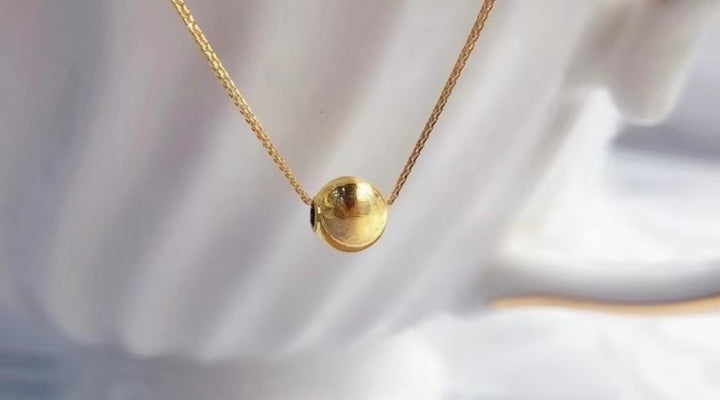 18K Real Gold Ball Bead Station Necklace  Dainty thin Minimalist Necklace4