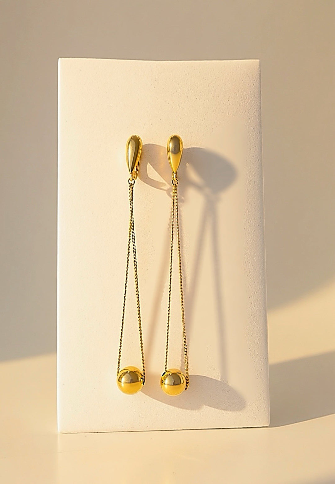 18K Real Gold Drop Earrings Teardrop Dangle 2.75 Real Gold Minimalist5
