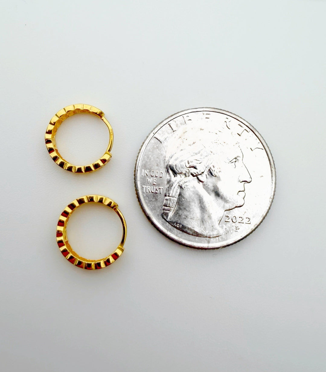 18K Solid Gold Huggies: Money Catcher Hoop Earrings (11mm)9
