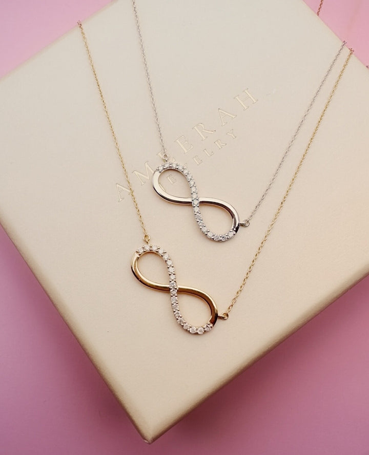 18K Solid Gold Infinity Diamond Necklace 0.20CT VS Dainty Fine Jewelry Gift3
