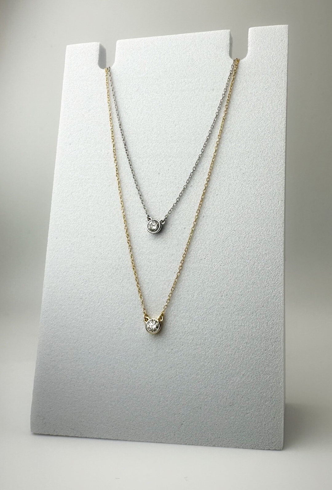 18K Solid Gold Diamond Bezel Necklace 0.10CT VS Solitaire Pendant Gift4