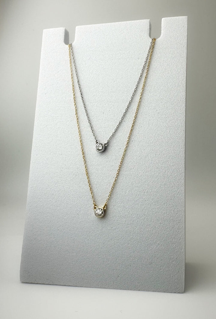 18K Solid Gold Diamond Bezel Necklace 0.10CT VS Solitaire Pendant Gift4