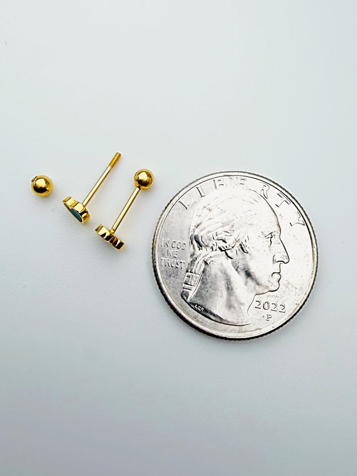 18K Solid Gold Heart Mini Stud Earrings 5mm Screw Back Real Gold 0.84g3