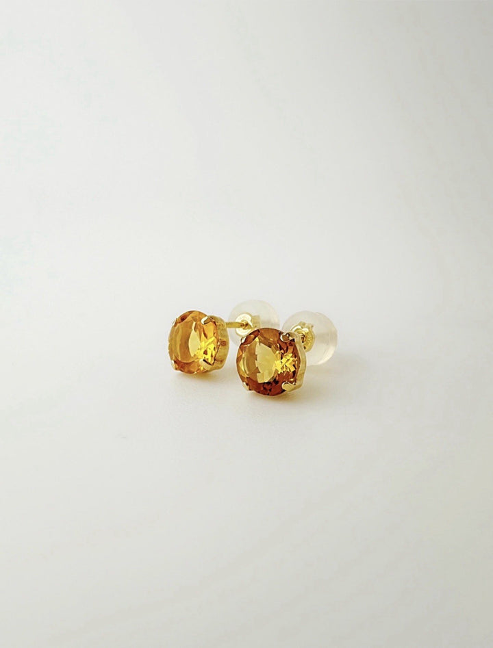 18K Solid Gold Citrine Stud Earrings: November Birthstone4