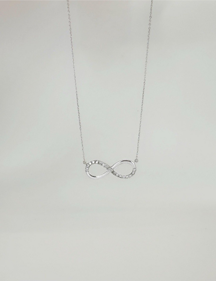 18K Solid Gold Infinity Diamond Necklace 0.20CT VS Dainty Fine Jewelry Gift1