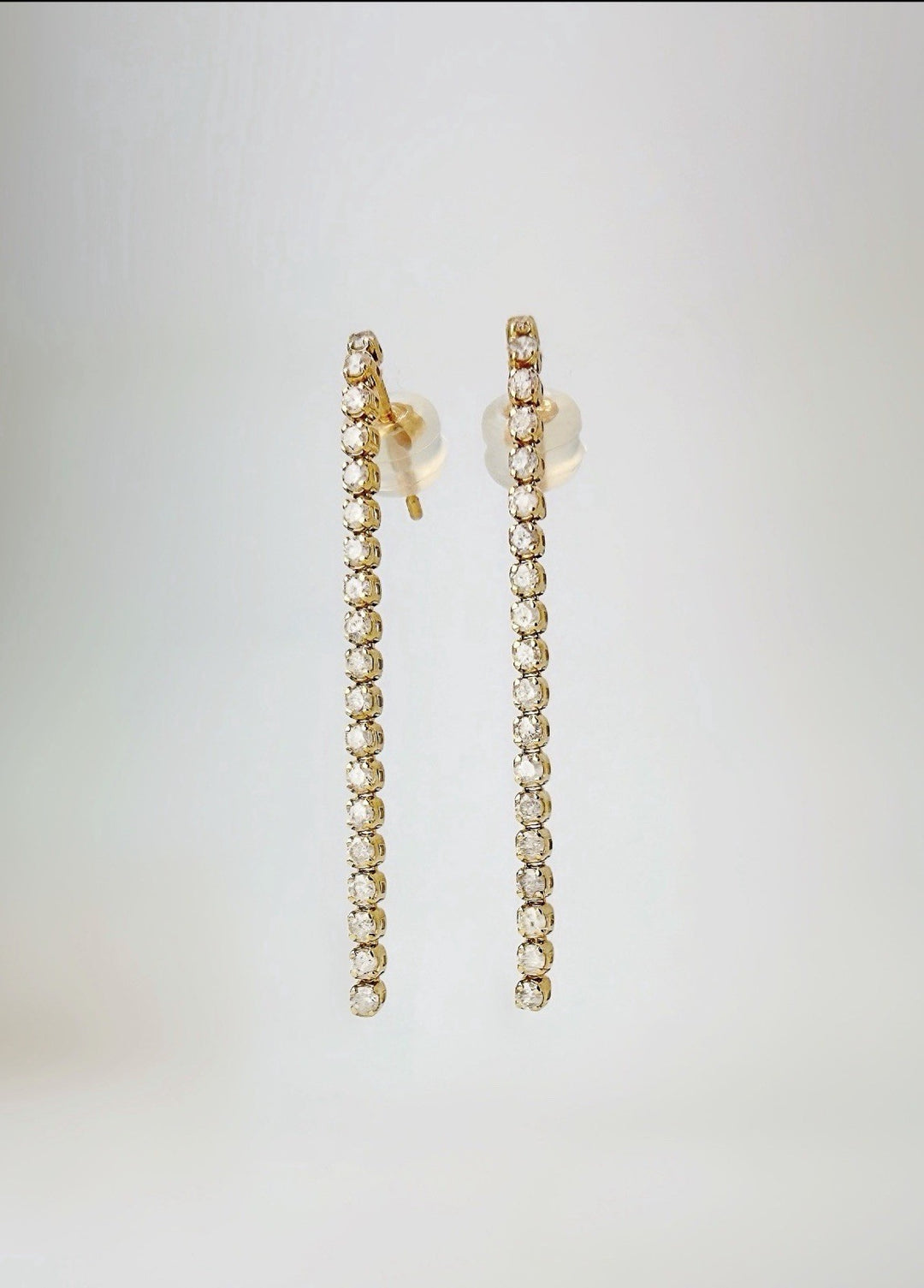 18K Solid Gold Diamond Tennis Drop Earrings 0.50 CT Line Studs Gift for Her0
