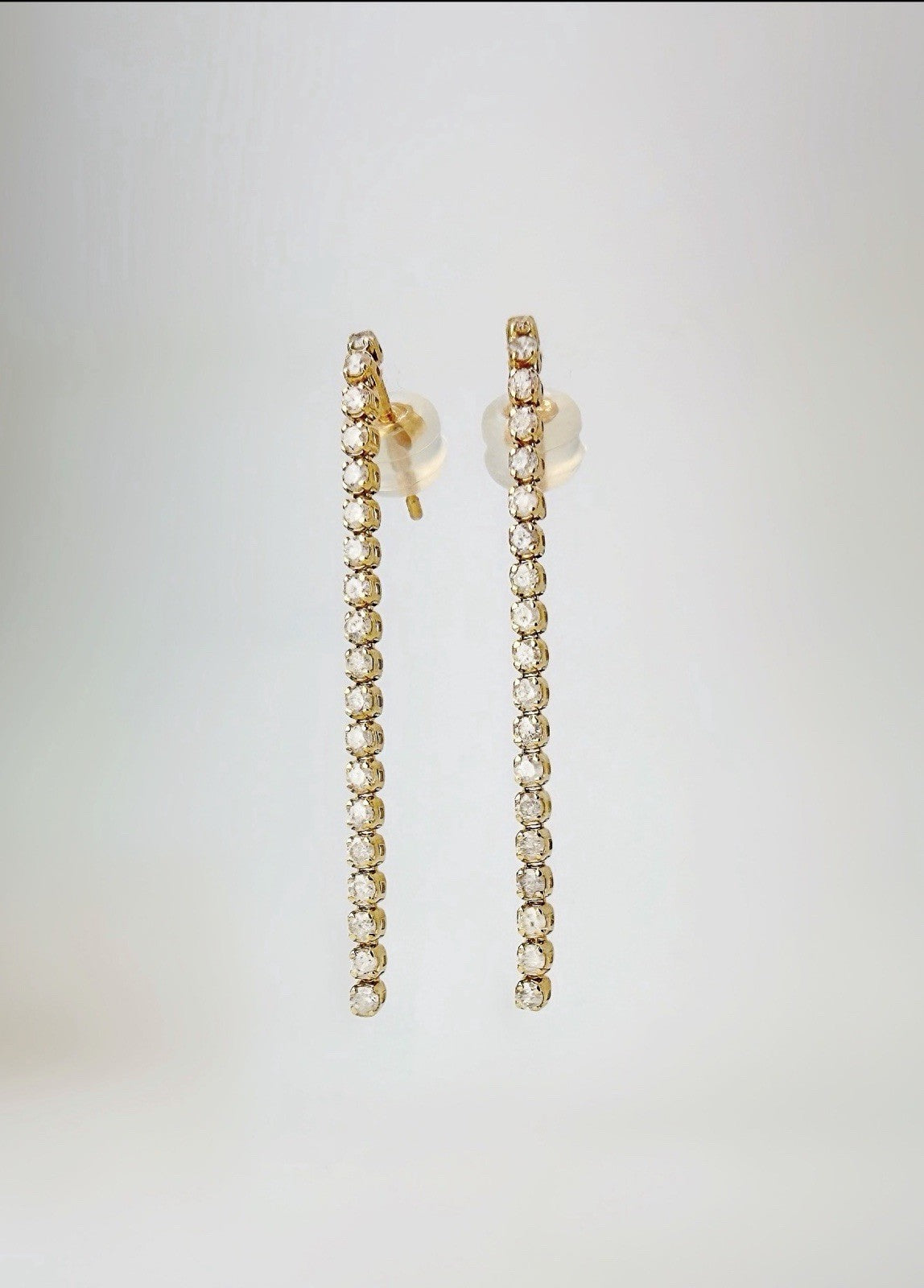18K Solid Gold Diamond Tennis Drop Earrings 0.50 CT Line Studs Gift for Her0